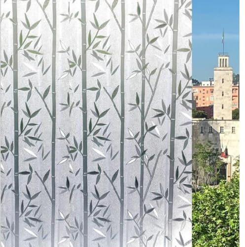 Dekorative Glasfolie (Bambus, 60 x 300 cm), viele große Größen, Sichtschutz, selbstklebend, ohne Kleber, UV-Schutz, ohne Rückstände, einfache Anwendung, Fenster, Dusche, statische Haftung, entfernbar