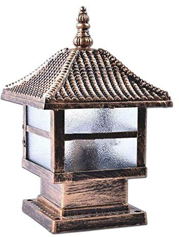 Luz De Pilar De Poste De Arte Clásico Luz De Bolardo De Poste Al Aire Libre Vintage Ip56 Linterna De Columna De Vidrio Impermeable A Prueba De Lluvia Metal Villa Jardín Patio Césped Lámpara De Calle