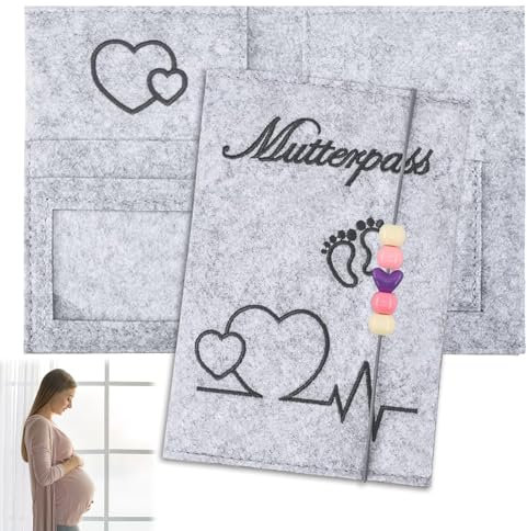 Mutterpass Schutzhülle, Handgefertigte Mutterpasshülle, Hülle Mutterpass Geeignet, Mutterpass Tasche, mit Fächern, für Versicherungskarten, Mütter Impfpass Hülle und Ultraschallbildern