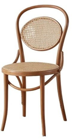 ZENY896V Rattanstuhl Rattan-Esszimmerstuhl, armloser Beistell-Esszimmerstuhl aus Buche, Retro-Rückenlehnenstuhl for Esszimmer, Wohnzimmer Korbstuhl(Log)