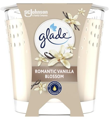 Glade Duft-Kerze im Glas, Romantic Vanilla Blossom, 6er Pack (6 x 112 g), bis zu 27 Stunden Brenndauer pro Kerze