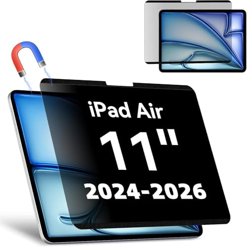 Filtre de Confidentialité pour iPad Air 11 Pouces M4/M3/M2 (2026/2025/2024) | Magnétique Protection Ecran,Amovible Filtre Anti-Espion/Spy Lumiere Bleue Réutilisable Installation Facile