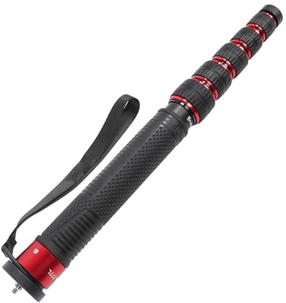 Monopiede per Fotocamera, Monopiede Telescopico a 6 Sezioni in Lega di Alluminio con Manico per Bastone da Passeggio, Vite da 1/4 Pollice 3/8 Pollice, 68,5 Pollici, Monopiede da