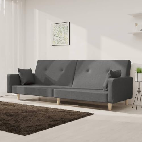 LAPOOH Schlafsofa 2-Sitzer mit 2 Kissen Hellgrau Stoff, Loungesofa, Sofas & Couches, Relaxsofa, Couch für Wohnzimmer - 375741