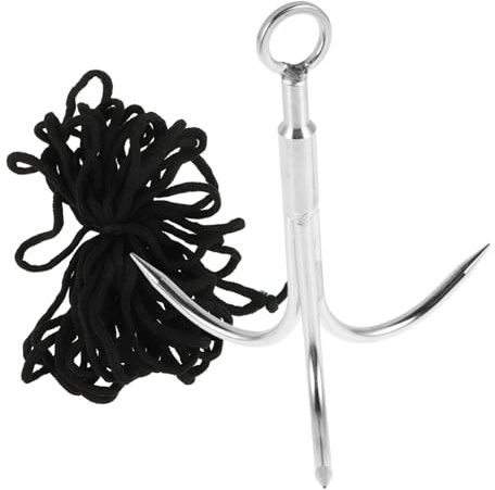 MUSISALY Gancho con Cuerda De 10 Metros Gancho De Agarre De Acero Inoxidable De 3 Garras para Escalada Al Aire Libre Pesca Rescate Y Camping 5.90 X 4.92 Pulgadas
