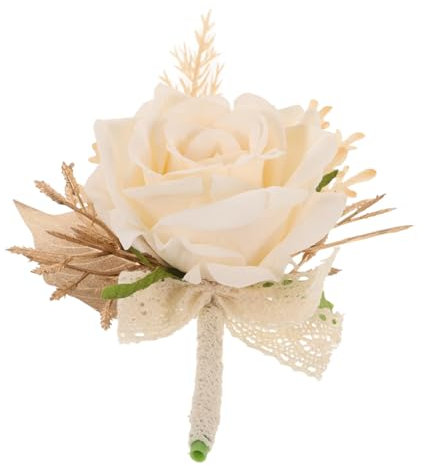 DEARMAMY Boutonniere Für Männer Hochzeitsanstecker Mit Handgelenk-Corsage Kunstblumen-Set Für Hochzeit Abschlussball Und Jubiläumsfeiern Und Langlebige Blumenaccessoires Für Jeden