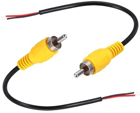 sourcing map Lot de 2 connecteurs plats jaune RCA mâle vers câble nu pour amplificateur et haut-parleur 15,2 cm