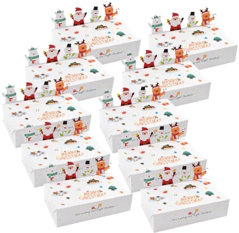 CLISPEED 10stücke Weihnachtsgeschenkboxen Süßigkeitenboxen aus Papier Festtags-süßigkeitenbehälter mit Weihnachtsmotiv für Geschenke und Leckereien