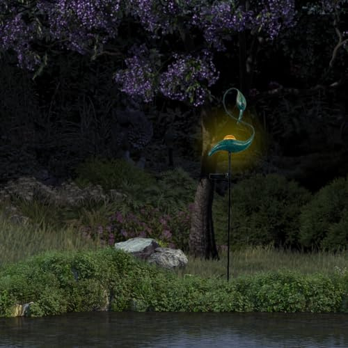 abc HOME | Gartenstecker Kranich | LED | Solarpanel | Lichtsensor | 127,5 cm H