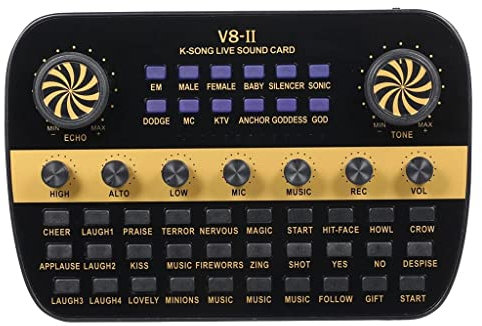 ABBNIA Tarjeta de Sonido V8 Live con Mezclador de Audio Inteligente y Volumen Ajustable para computadora y PC.