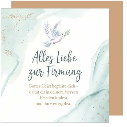 Edition Seidel Premium quadratische Glückwunschkarte zur Firmung mit Umschlag. Firmungskarte mit Spruch Karte Grußkarte Junge Mädchen Jugendliche Taube Blau (FIQ125 SW025)