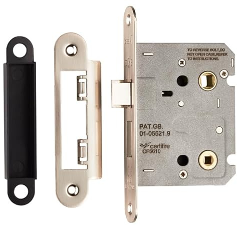 Kooples Hardware Easi-T Residential Bathroom Lock Range – Mortice Bathroom Door Lock Case for Thumbturn and Release (Nickel Plate, 76mm)
