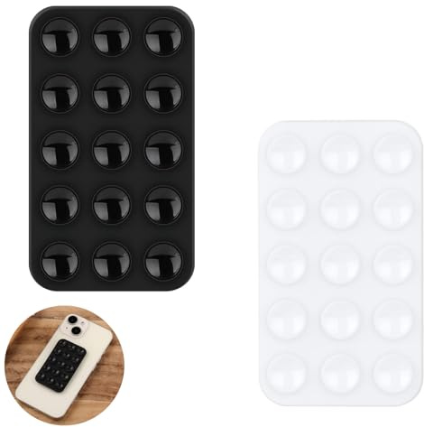 2 Pcs Silicone Suction Cup Phone Holders, Multifunctional Sticky Phone Holder Case, For Shower, Car, Mirror & Selfies (Black White)