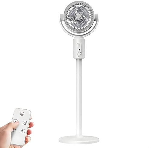 Filteilect Ventilatore a piedistallo da 38 a 82 cm, regolabile in 3 altezze, potente ventola da terra con 5 velocità, timer 12h, oscillazione 180°