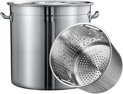 Robuster Krabbenkochtopf aus Edelstahl mit Sieb und Deckel – 30 l/50 l/70 l Meeresfrüchtekocher für Hummer, Garnelen, Langusten, Truthahnbraten im Freien, perfekt zum Kochen von Meeresfrücht