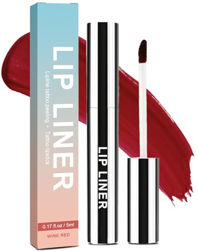 AmiCera Lip Stain Peel Off, Lip Liner, Lip Tattoo Peel Off Long Lasting Waterproof Lip Tint, Natural Matte Highly Pigmented Transfer Proof Lipstick Lipstain, Wine Red