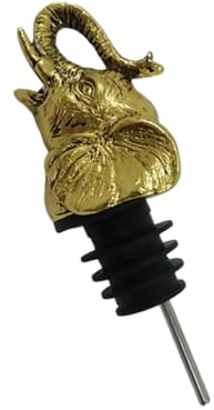 Gatuida Elephant Head Shape Alloy Wine Stopper Bottle Cap Creative Wine Pourer for Home Party and Bar Use Gold Finish