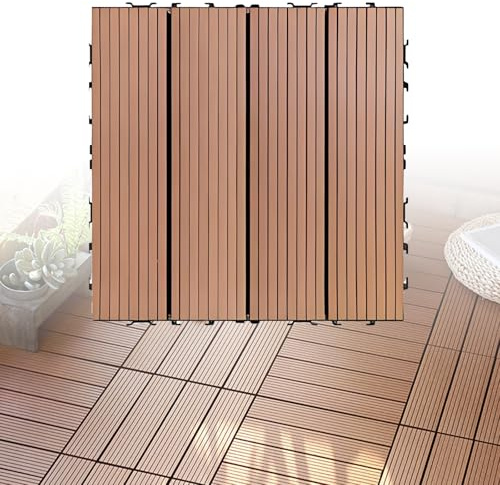 Piastrelle composite in legno-plastica, pavimentazione ad incastro per giardino, balcone, piscina, piastrelle esterne impermeabili