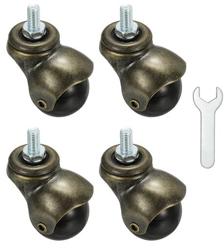PATIKIL 1.5 Ball Caster Wheels, 4 Pcs Threaded Stem Caster 360 Degree Movable Rotatable Caster Wheels for Furniture,bronze