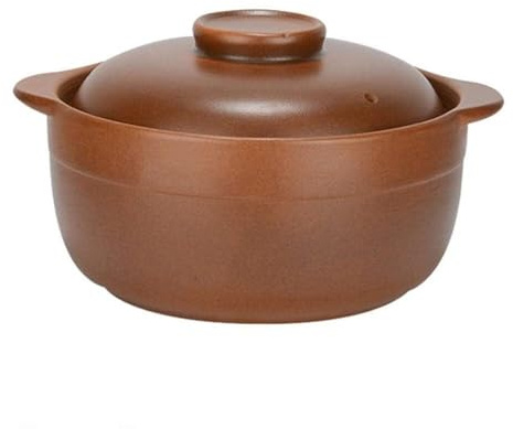 Casseruola - Pentola in Ceramica di Grande capacità con Coperchio per Fuoco Aperto, Manico Isolato - Design in Terracotta Vecchio Stile ()