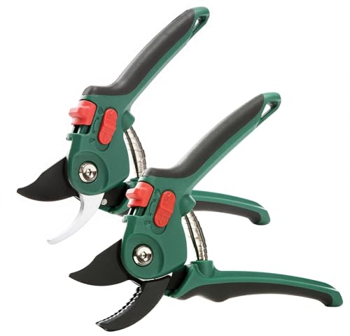 Yocada Garden Pruning Shears 2 Pack Garden Clippers Steel Shears Scissors for Gardening Sharp Handheld Heavy Duty Hedge Plant Branch Clippers Scissors Pruners Tools