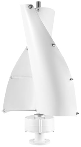 Generatore eolico turbogeneratore, generatore eolico turbogeneratore ad asse verticale da 100 W, con controller e 2 pale, regolazione della direzione del aria, per casa, barche, gazebo(White,24V)