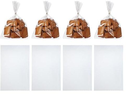 QUARKZMAN 100 Piezas De Bolsas De Golosinas Transparentes 11.8 X 7.9 | Bolsas De Galletas, Con Cierre De Alambre, Para Envasar Dulces De San Valentín Transparentes, Para San Valentín