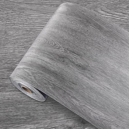 DAJAVE Vinylboden Selbstklebend 40cm x 10m Rolle, PVC Bodenbelag Selbstklebend, Klebevinyl Selbstklebends, Klebefolie Boden Wasserdicht für Küche Wohnzimmer Badezimmer (Grau)