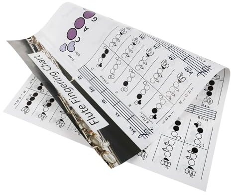 GARVALON Flöten Akkordtabelle aus Beschichtetem Papier für Flötenanfänger als Lernhilfe und Übungsinstrument für Querflötenunterricht und Praxis
