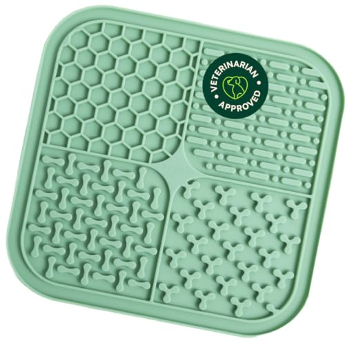 Reggie Silicone Lick Mat for Dogs | Anxiety Relief Slow Feeder, Treat Dispenser. Extends Mealtime for Fast Eaters | Dog Licking Mat w/Non-Slip Design with Suction Cups - BPA-Free Freezer Safe