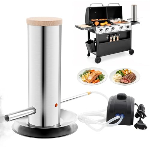 Smoker Generator Box for Cold & Hot Smoking, Stainless Steel with Electric Pump & Detachable Pour Pipe, Wood Chip BBQ Smoker for Gas Grill, Oven, Ideal for Meat, Fish