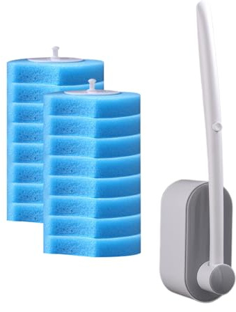 Sponge Toilet Brush - Toilet Bowl Cleaning Brush, Scrubbing Kit with And 16 Refill Pads | 5.12 Inch, Deep Cleaning for Bathroom,