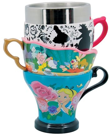 Enesco Disney Showcase - Tazza da tè impilata, motivo: Alice nel paese delle meraviglie, 18 cm, multicolore