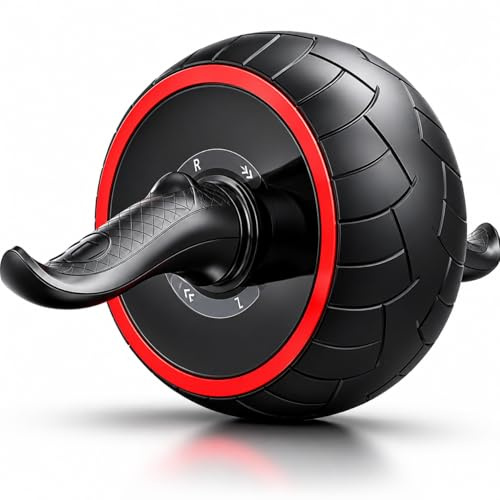 Rullo addominale per la casa, con manici ergonomici, allenamento per addominali, per fitness a casa e in palestra, ideale per uomo e donna, nero
