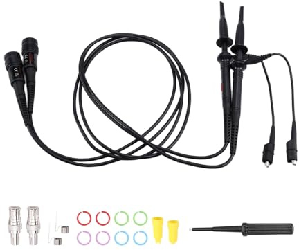 Prterver Kit de 2 Sondas de Osciloscopio P2200 de 200 MHz, Cable de Prueba BNC Seguro X1/X10, Sonda 10:1
