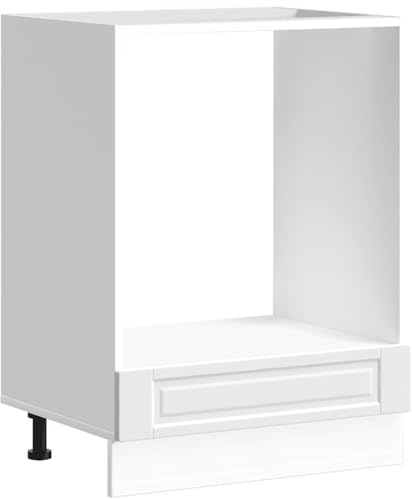 Mhdvray Mobile da forno Porto largo 60 cm, mobile da cucina per forno da incasso o microonde, in legno bianco con piedini regolabili, 60 x 46 x 81,5 cm