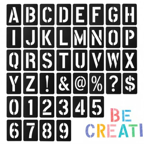 42 PCS Pochoir Lettre Alphabet, Chiffres et Symboles, Réutilisable PP | Pochoirs pour Peinture, Réutilisables, Adaptés au Bois, Tissu, Métal et Verre, pour Projets Créatifs