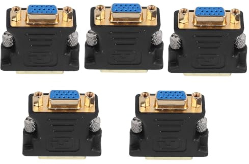 Convertisseur Dvi vers Vga Mâle Femelle 5 Pièces en Cuivre pour Écran | Connexion Stable, Transmission Haute Définition, Large Compatibilité, Bureau et Divertissement Domestique, pour Projecteur