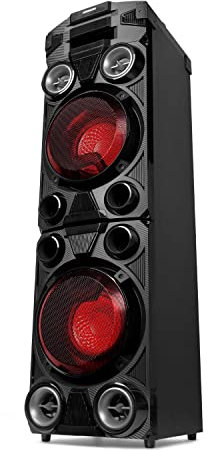 MEDION X67015 Party-Soundsystem mit Bluetooth 2.1 (Kompaktanlage, 1000 Watt, 2 x 100 Watt RMS, PLL UKW, 2X USB, AUX, SD-Kartenleser, Mikrofonanschluss) schwarz