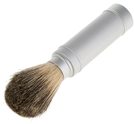 Brosse à Barbe Rétractable en Vrais Poils Blaireau de de Rasage en Poignée Aluminium pour Voyage