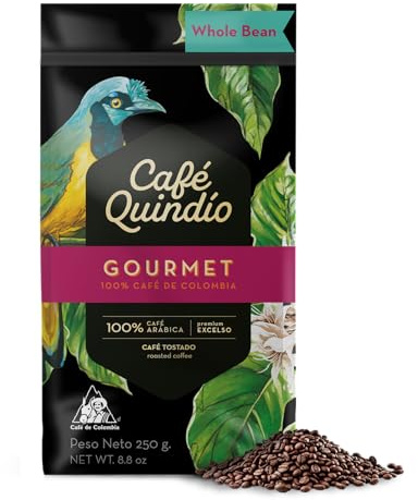 Café Quindío Gourmet - 100% Arábica Colombia, Cafe De Especialidad En Grano | Tueste Medio, SCA 85.5, ideal para cafetera superautomatica, cafetera de goteo o francesa