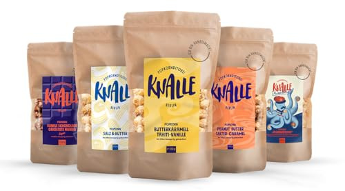 Popkornditorei Knalle GmbH Popkorn mit Knalle bunt - süß und knusprig - Kino Snacks » Popcorn besser als im Kino « Karamell Süßigkeit 5x 100 g