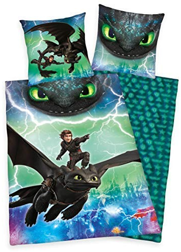 Dragons Bettwäsche glatt Drachen LEUCHTET IM Dunkeln 135 x 200 cm Geschenk NEU Wow - All-In-One-Outlet-24 -