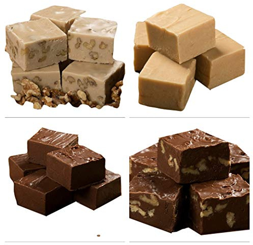 Betsy's Fancy Fudge Artisan Fudge Gift Box-4 Gourmet Flavors (Chocolate, Maple Walnut, Peanut Butter, Chocolate Walnut) 1 LB Handmade Maine Fresh Fudge, Gluten Free Candy