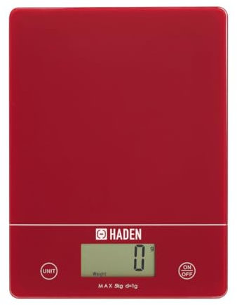Sabichi Red Digital Kitchen Scales - Accurate Food Scale,Tempered Glass Platform - Electronic Scales Kitchen With LCD Display - Multifunctional Digital Scales for Home and Kitchen