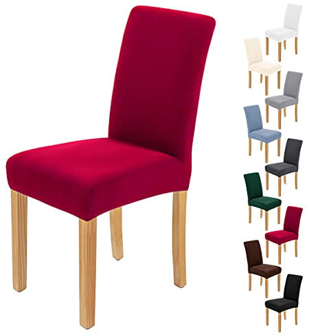 AngLink Elastischer Stuhlbezug 4 Stück, Stuhlhusse Stretch Bordeaux, Stuhlhussen Elastisch Abnehmbare Waschbar Stuhlbezug Langlebig Universal, für Esszimmer, Hotel, Bankett, Hochzeit, Partys Deko
