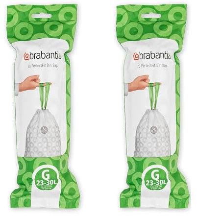 Brabantia Bin Liners, Size G, 23-30 L - 40 Bags - 2 pack