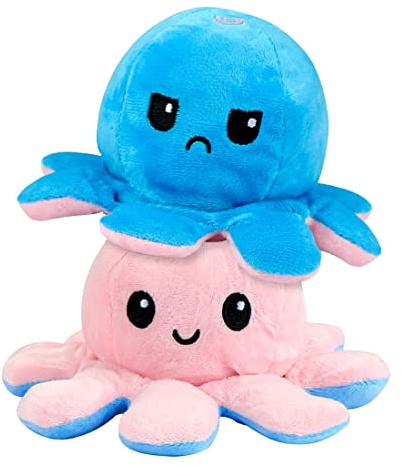 Zaloife Octopus Plüschtiere, Wende Oktopus, Tintenfisch Kuscheltier, Doppelseitiges Flip Plüschtier, Geburtstag Dekorationen Stofftier Geschenk für Kinder Mädchen Jungen Freunde