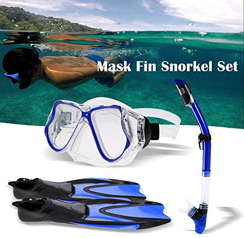 LAOLI Tauch-Schnorchel-Set – Schnorchelmaske, Anti-Beschlag-Anti-Leck-Schnorchelmaske, Schnorchel mit Silikon-Mund, verstellbare Tauchflossen/Schwimmflossen, xl