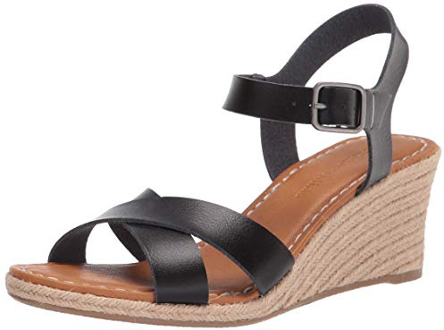 Amazon Essentials Damen Espadrille-Sandale mit Keilabsatz, Schwarz, 44.5 EU